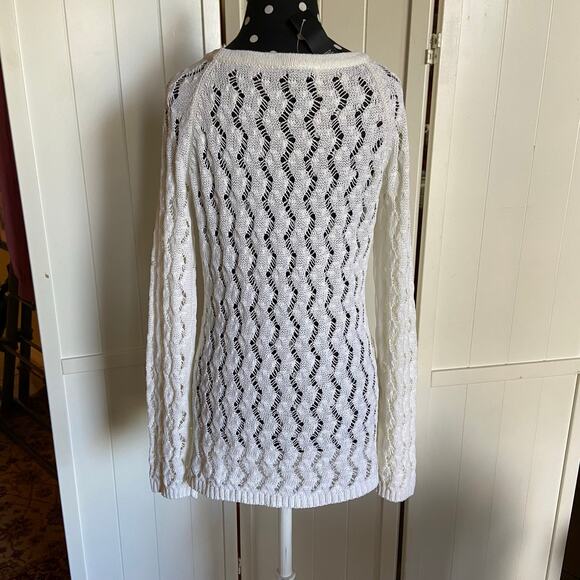 LOFT Womens Sweater Size Small Ann Taylor Off White Loose Weave Long NEW - Picture 2 of 4